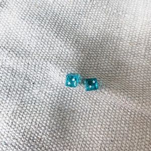Teal Acrylic Dice Earrings